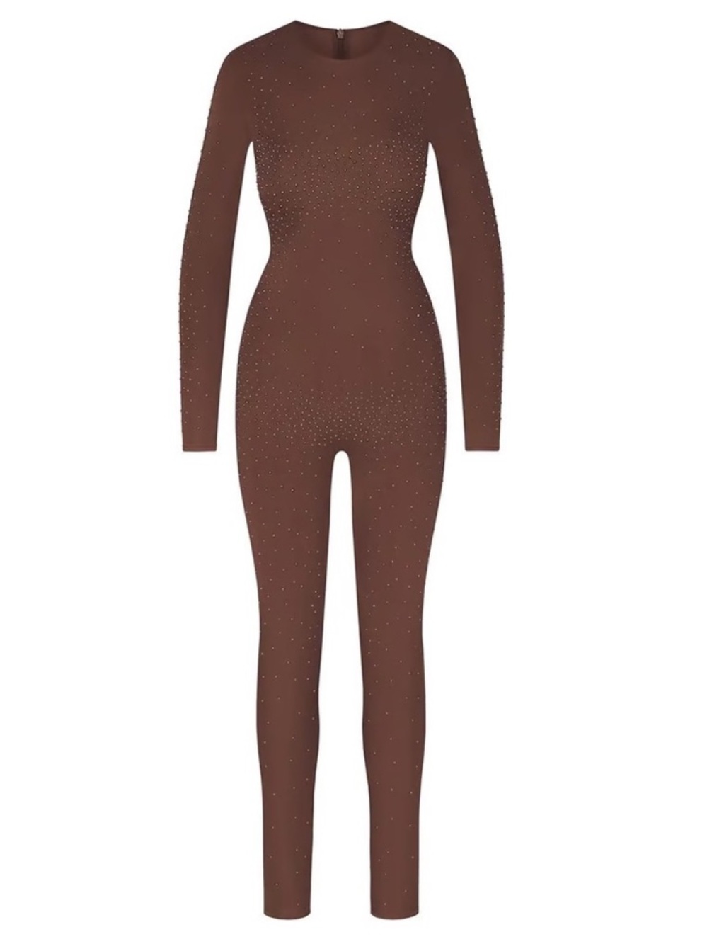 NWT!  SKIMS x SWAROVSKI CRYSTAL LONG SLEEVE CATSUIT IN COCOA